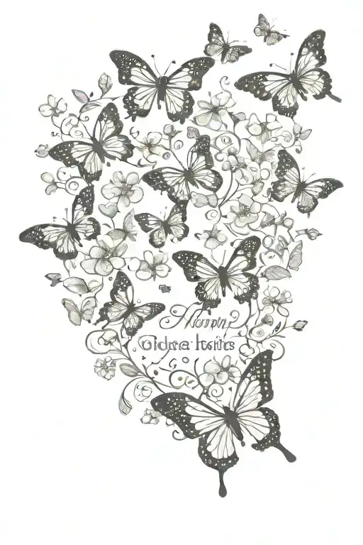 Quote In The Middle With Butterflies Flying Around Flowers