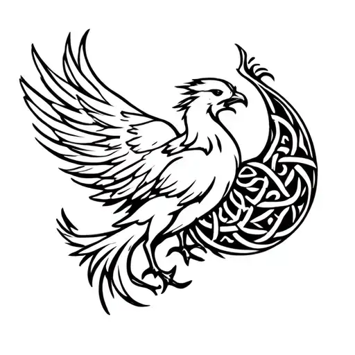 Rebirth Phoenix In Celtic Style