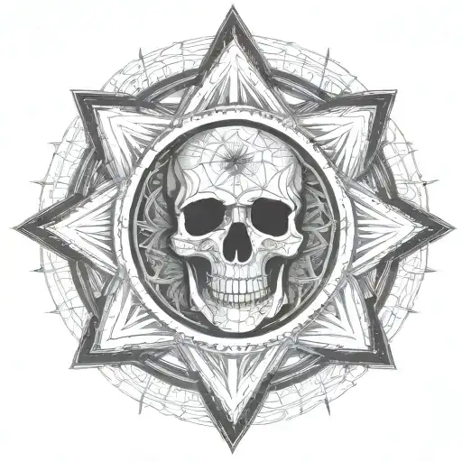 Sacred Geometry Mandala With Skull In The Middle