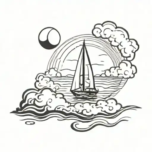 Sailboat On Water On A Cloud