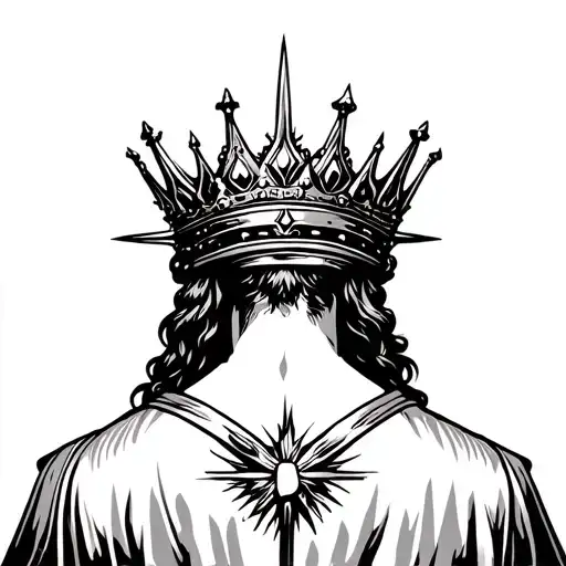 Back Of Jesus With Crown Of Thrones