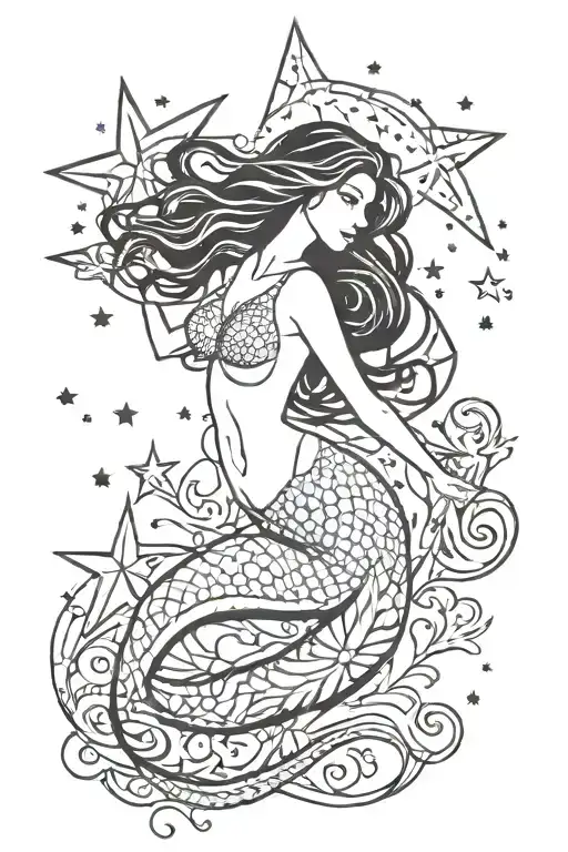 Mermaid And Stars