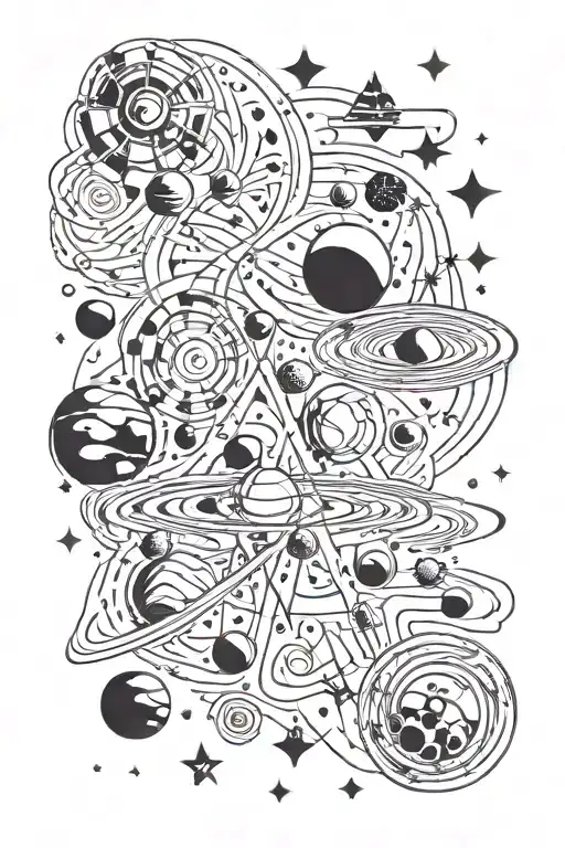 Space With All The Planets Stars And Nebulas