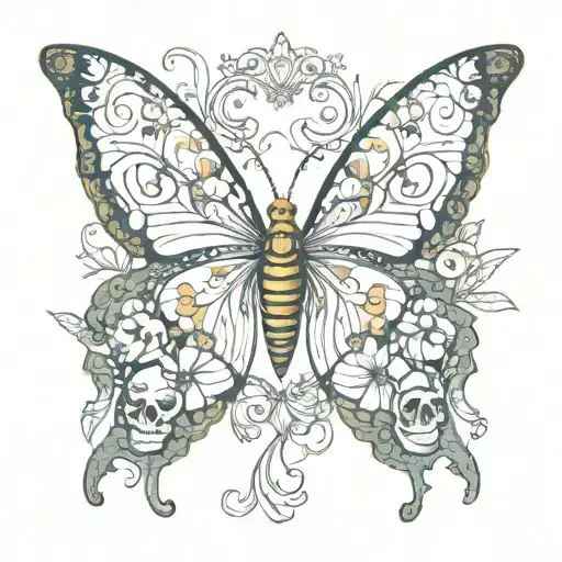Butterfly With Skull Pattern In Wings