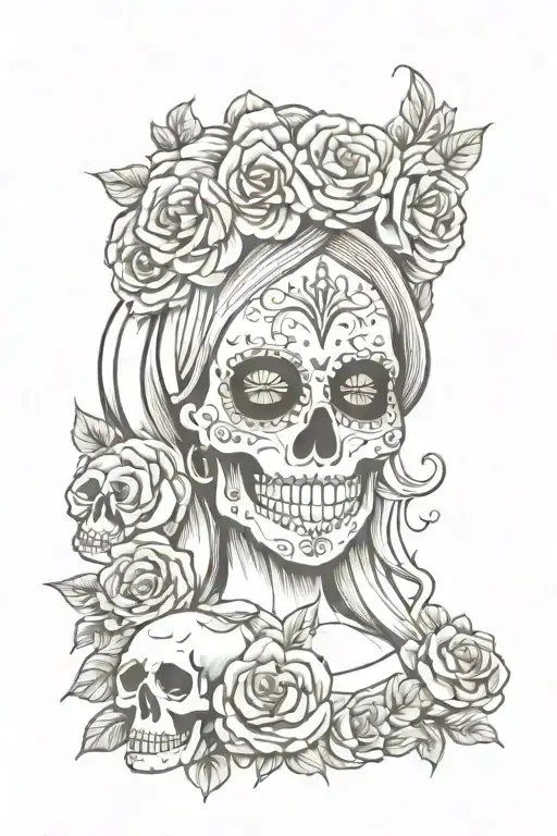 Skull Wiht La Catrina