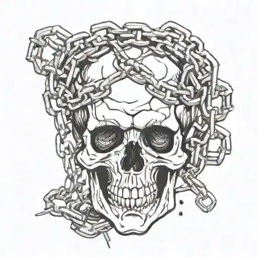Skull And Chains Breaking And Bursting