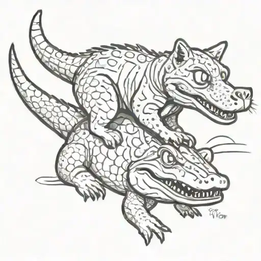 Cat Riding Alligator