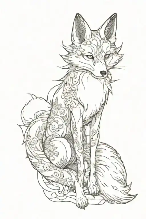 Ink Style Kitsune Fox