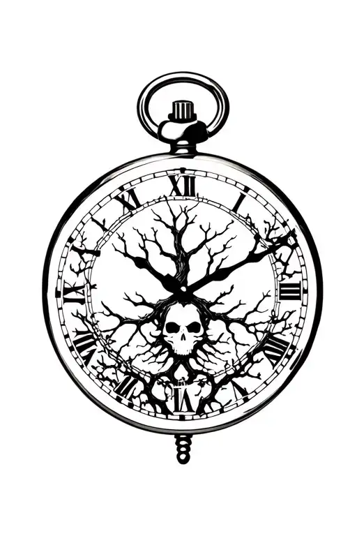 Poison Tree Branches And Trunk Pocket Watch Face Overgrown With Bone