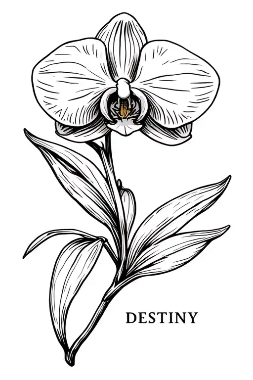 An Orchid With The Name Destiny Intergrated In The Stem