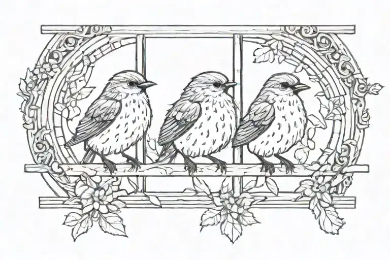Three Little Birds On A Window