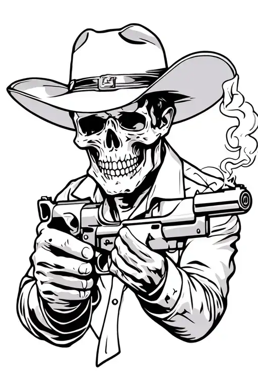 Skull Cowboy Smoking And Shooting 44