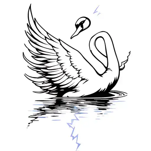 Swan With Lightning In Background