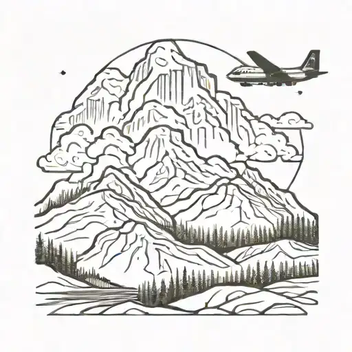 Pacific Northwest Mountains With Airplane Infront