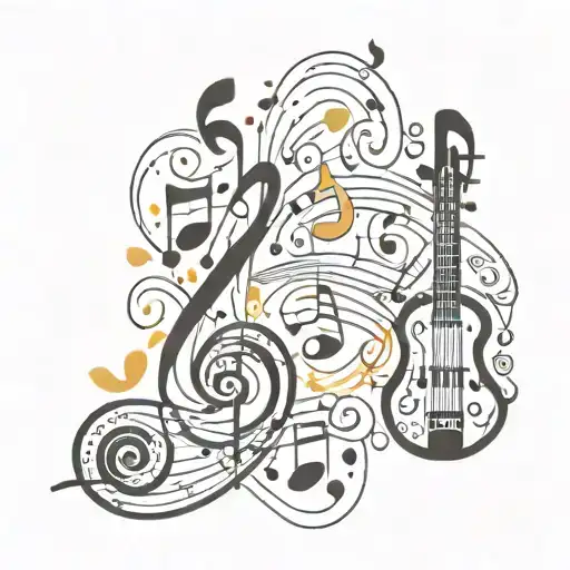 A Design Incorporating Musical Notes And Festival Elements To Represent Love And Friendship