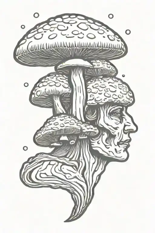 Psychedelic Mushroom Coming Out Of Head