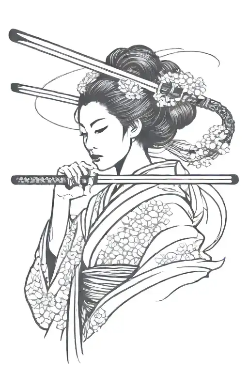 Geisha Holding A Katana