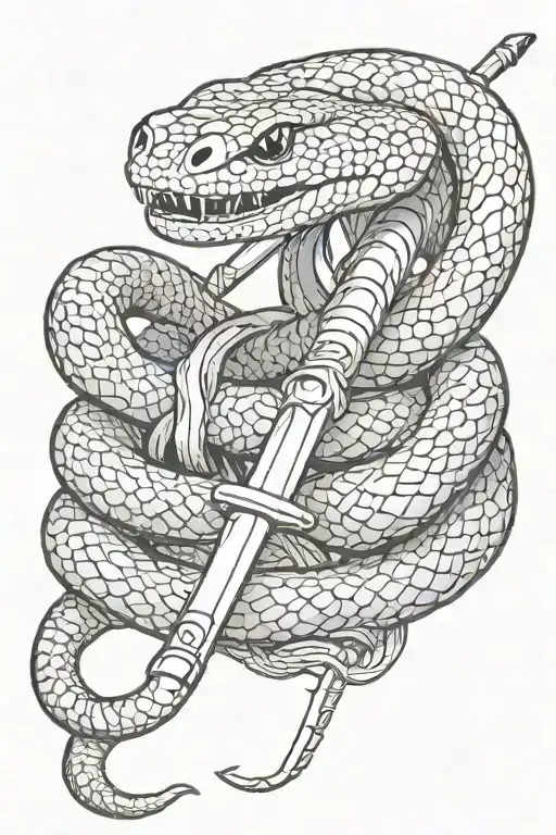 Snake With Sword Wrapped