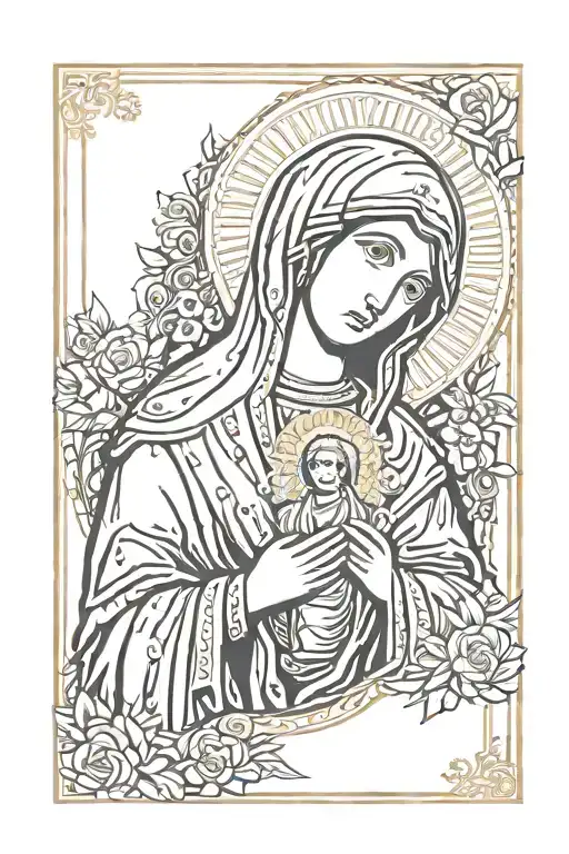 Icon Of The Virgin Mary In A Rectangle