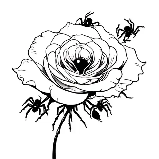 Spiders On Rose