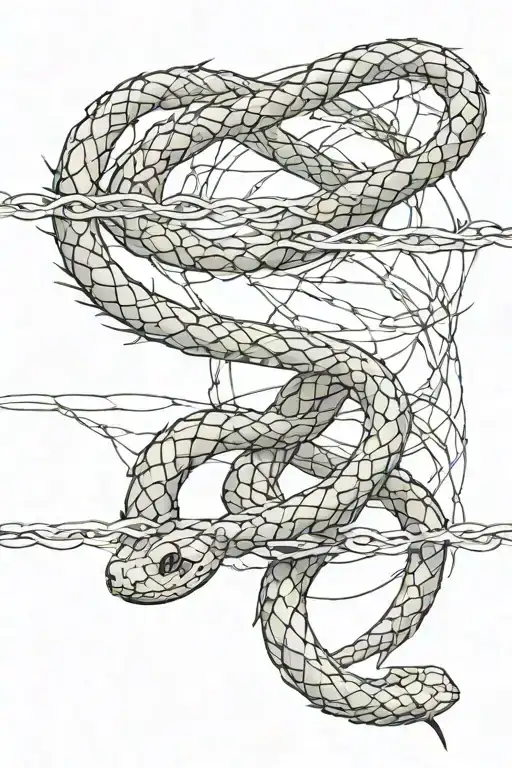 Snake And Barbed Wires Symbolizing The Complexity