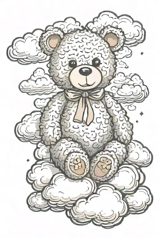 Teddy Bear Sitting On A Cloud Artwork