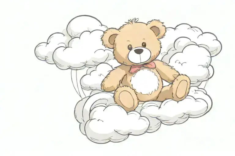 Teddy Bear Sitting On A Cloud Artwork