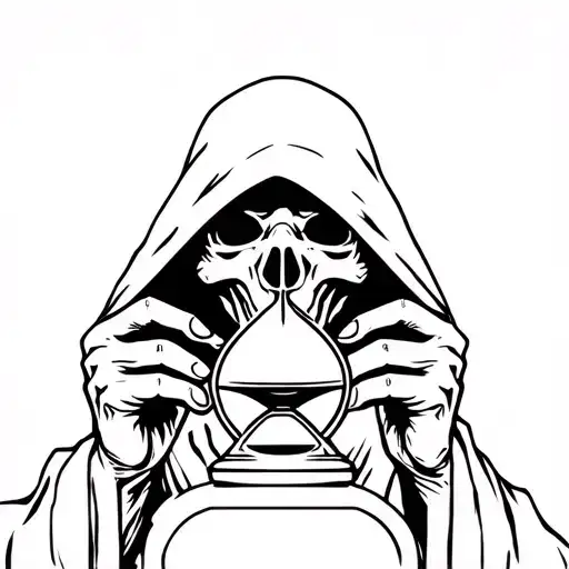 Grim Reaper Holding An Hourglass