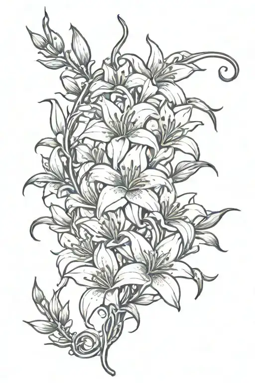 A Straight Spine Tattoo With Just Lillies Wrapping A Thin Vine