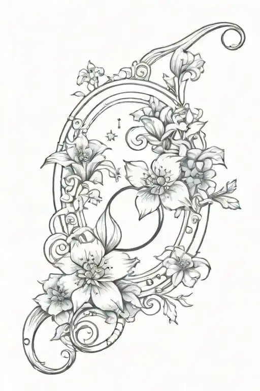 Tattoo Esoteric Zodiac Sign Cancer Moon Delphinium Lily Constellation