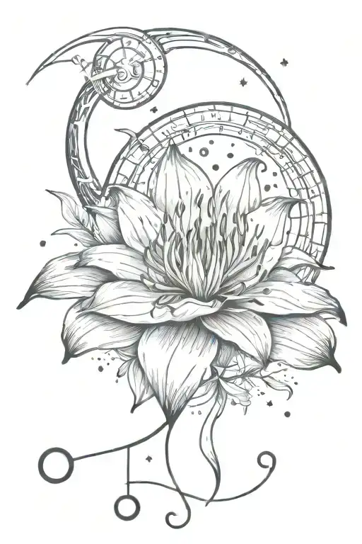 Esoteric Tattoo Zodiac Sign Cancer Moon Lily Constellation