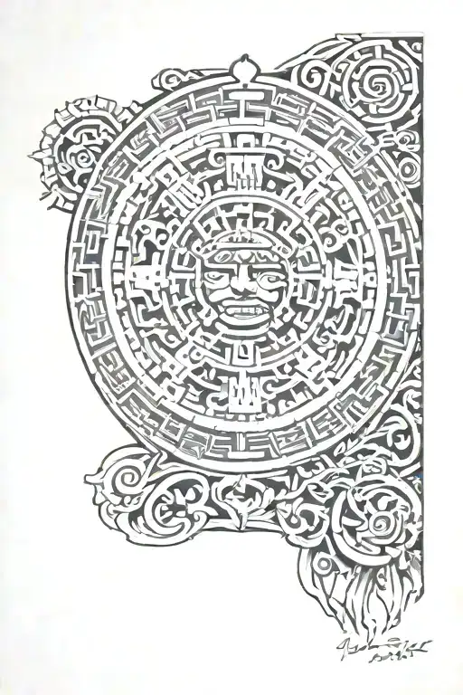 Chest Tattoo Aztec Calendar Aztec God Reaching