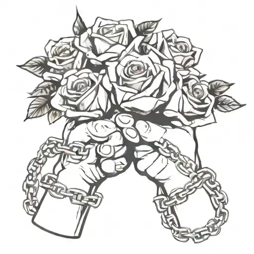 Black Lives Matter Fist With Chains And Roses Around It