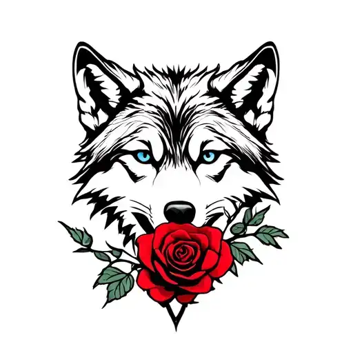 Wolf And Red Rose Growing