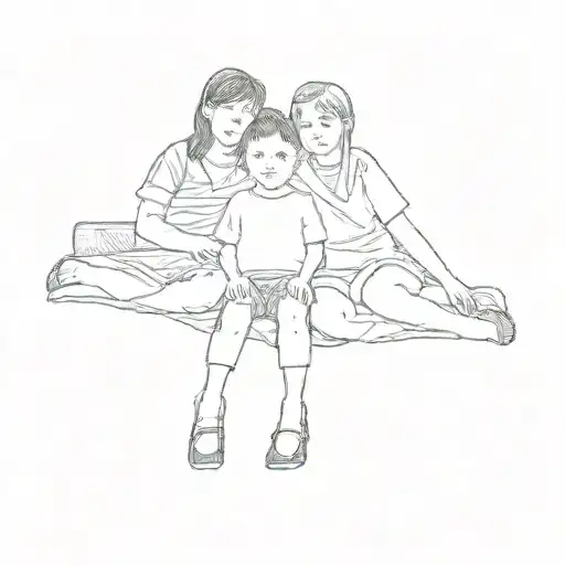 Three Children Sitting On A Couch