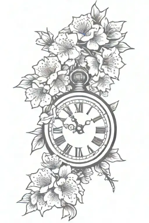 Cherry Blossom With Clock
