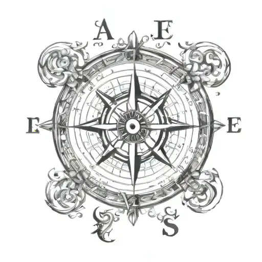 Compass With Aries Zodiac