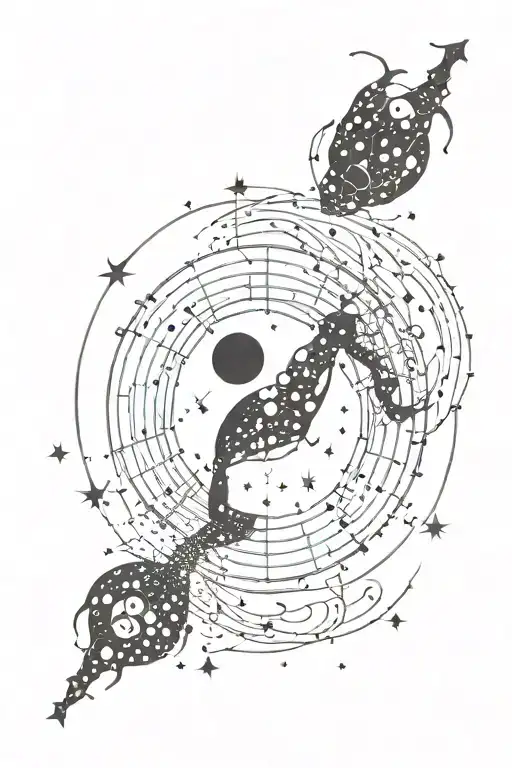 Cancer Constellation With Yin Yang In Background