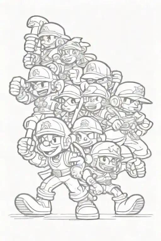 90S Cartoon Characters Battling