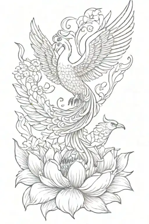 Pheonix Rising From A Lotus Flower