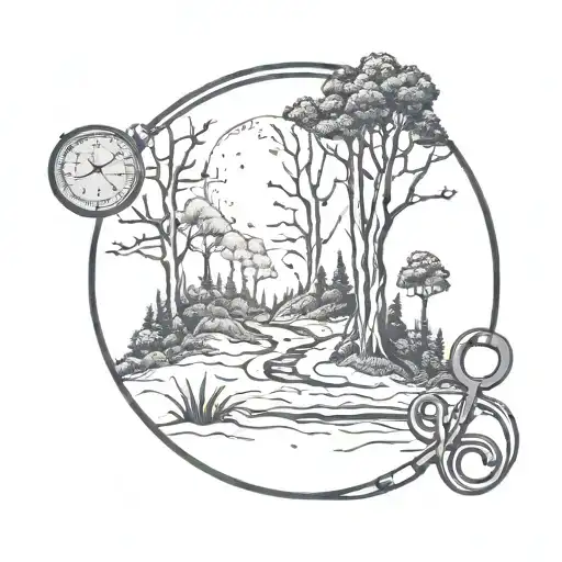 An Intricate Hiking Trail Winding Through A Forest With A Stethoscope Hanging From A Tree Branch