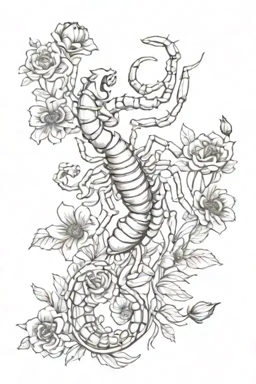 Scorpio And Flowers Surrounding