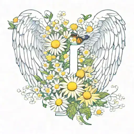 Letter J Angel Wings Chamomile