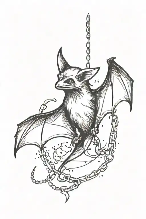 Bat With A Chain Around Its Neck