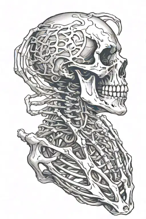 Skeleton Arm Up Back With Hand Grabbing Neck