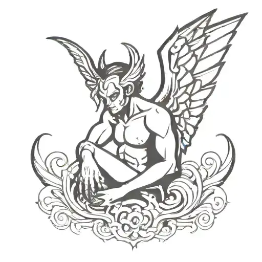 Half Angel Half Demon With Wings