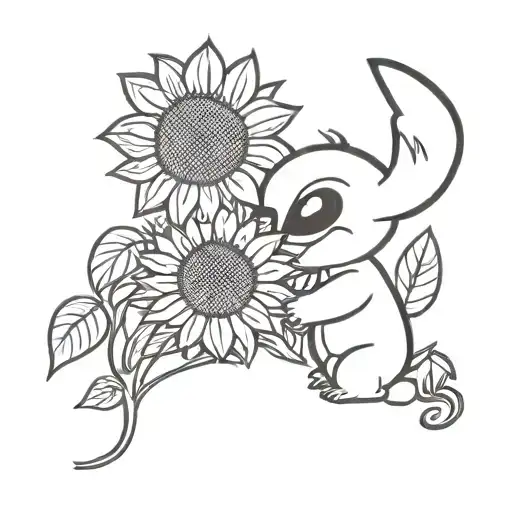 Stitch Holding A Sunflower