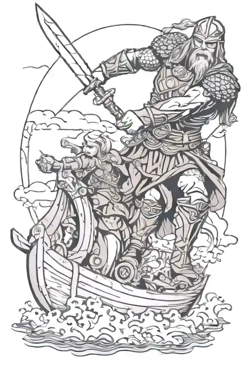 Wikinger Boat Fight Thor Crow