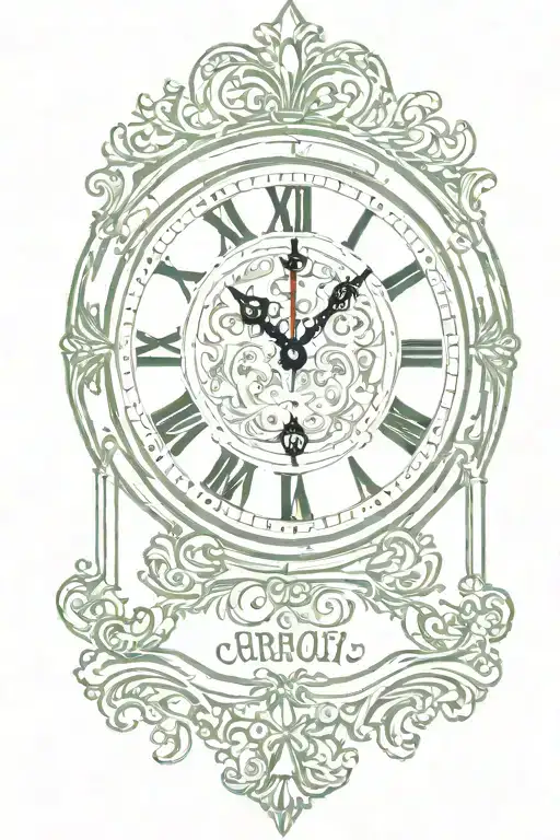Clock And Name In Cursive