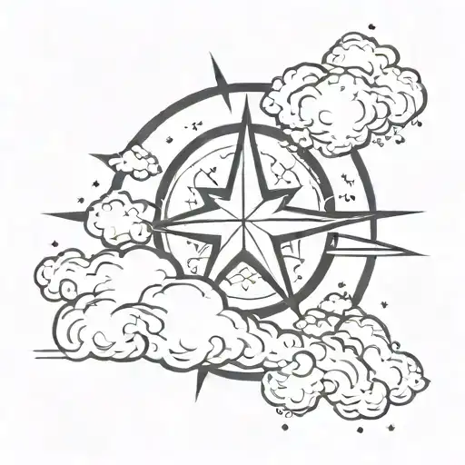 North Star With Clouds Floating